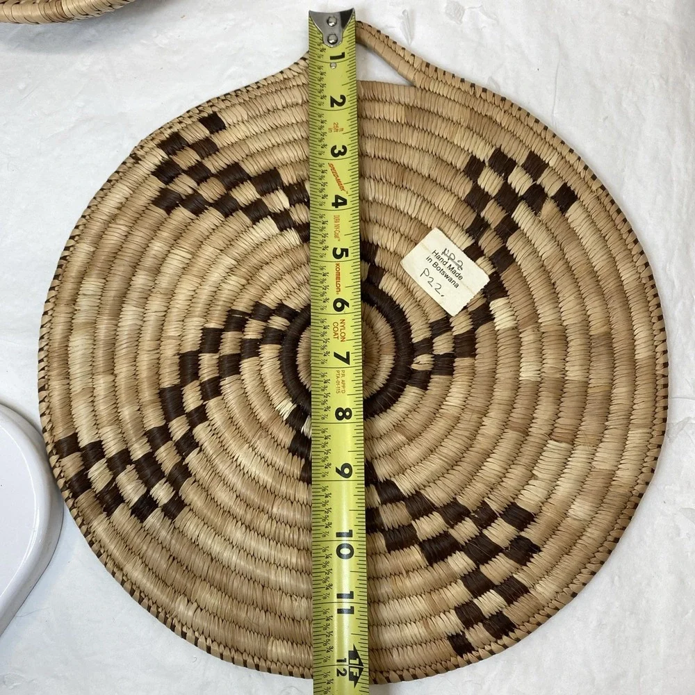 Botswana? Handwoven Coiled Lot Basket Bowls Hanging Art‎ Boho Tribal Coastal